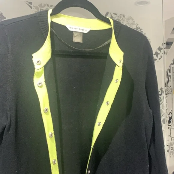 VTG Bianca Nygard Petite With Lime Trim Cotton Blend Cardigan - Picture 8 of 11